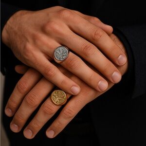 Men’s Stylish gold and silver tone rings